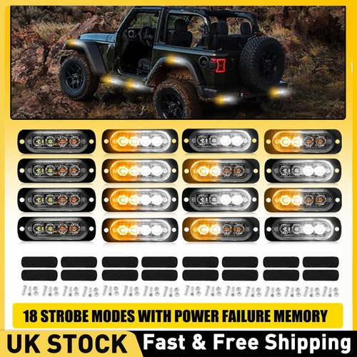 16pcs amber white led car - 16pcs, amber/white